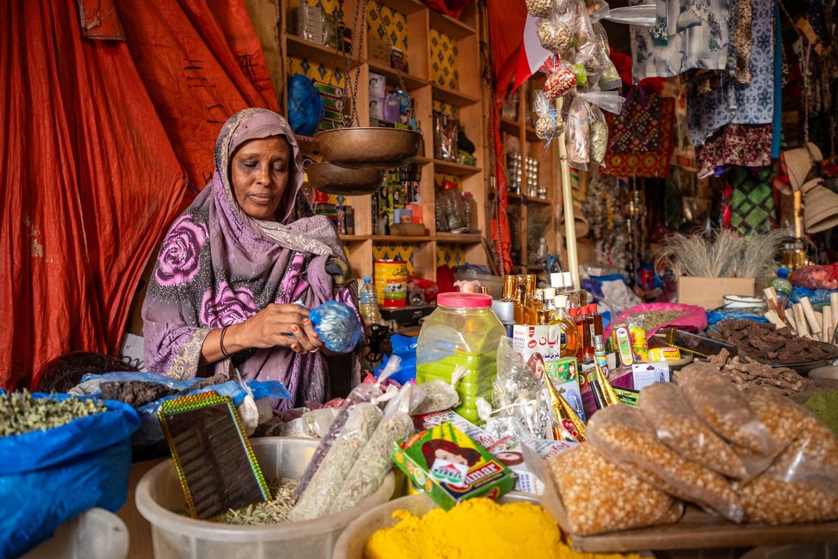 A woman in her shop at the Burao market