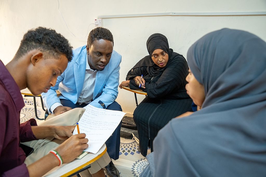 Young people working in a group