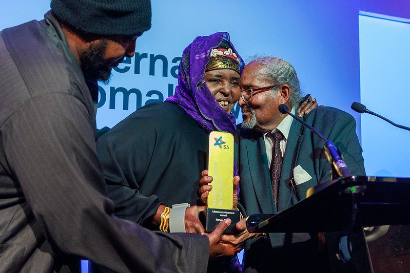 An award handed over on stage